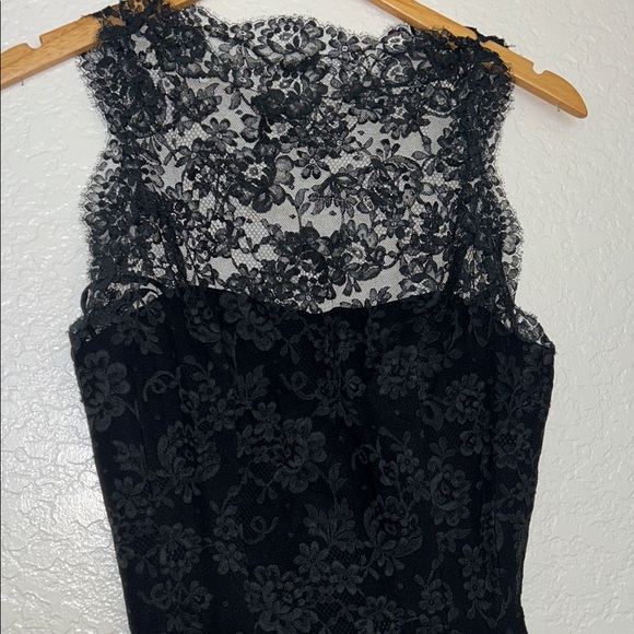 Vintage Estévez Black Floral Lace Sheer Neck Cocktail Dress – Size S - Picture 2 of 8